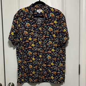 J. Crew Liberty Print London Fish Camp Collar Button Shirt Large